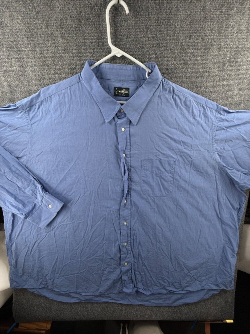 Gitman Bros Size 22 36 Big Blue Long Sleeve Button Up Shirt Designer Cotton